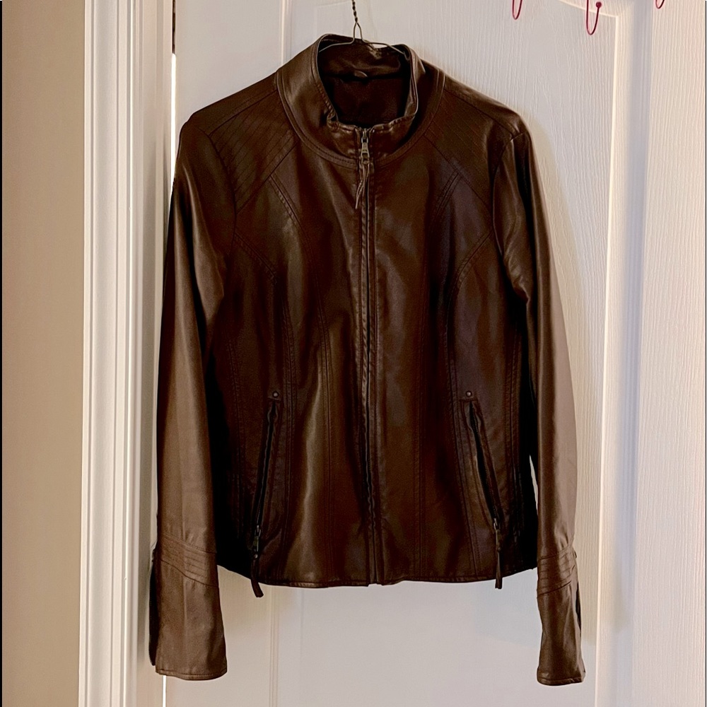Brown Leather Feel Jacket